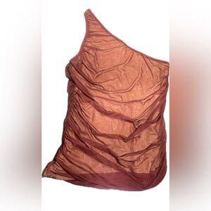 Ruched Sleeveless Top in Rust